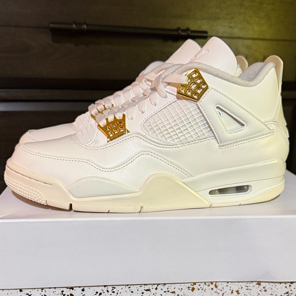 Jordan 4 - Women’s White, Cream and Gold Sneakers (Men’s Size 9.5)